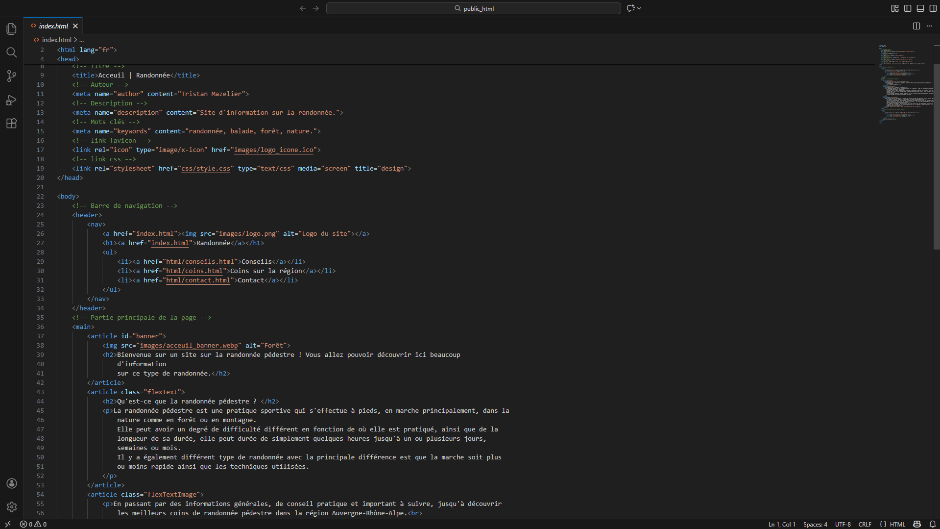 Code du site