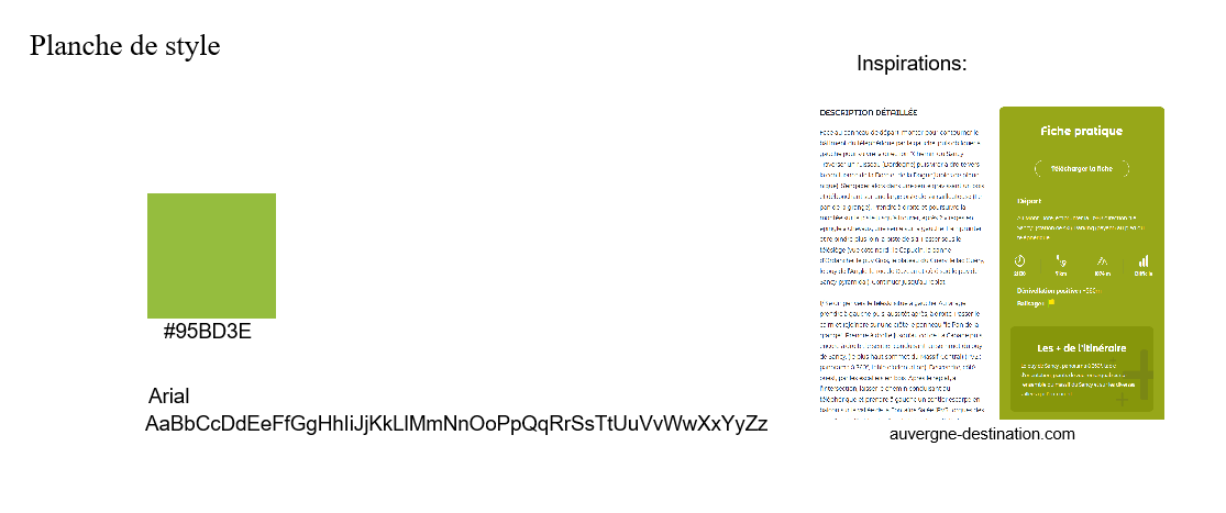 Planche de style du site