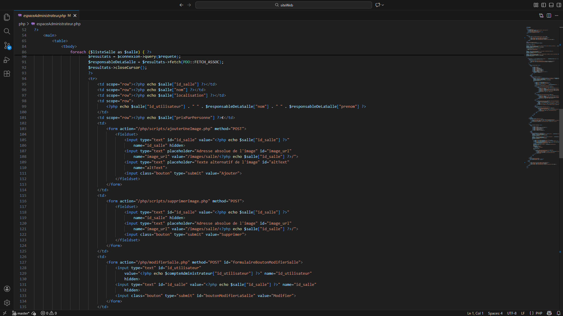 Code du site